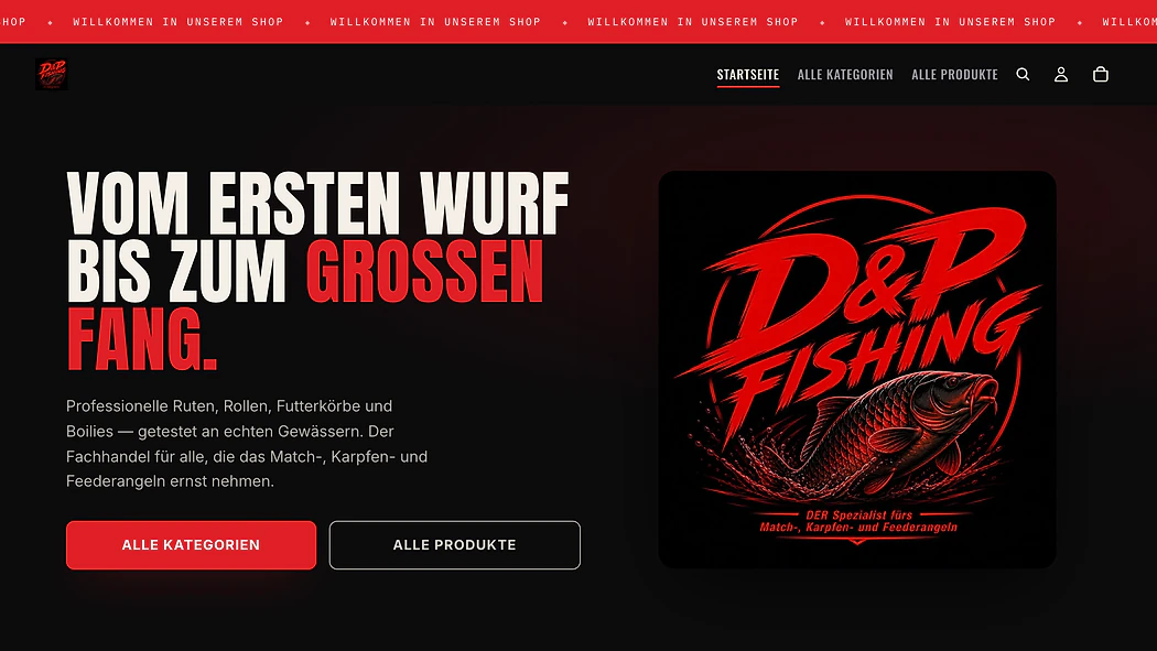 Startseite von dupfishing.at in der Desktop-Ansicht