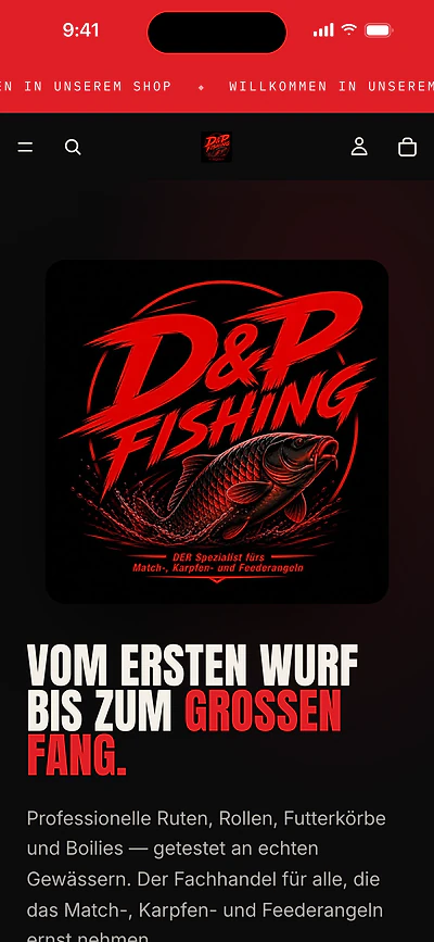 Startseite von dupfishing.at in der Smartphone-Ansicht